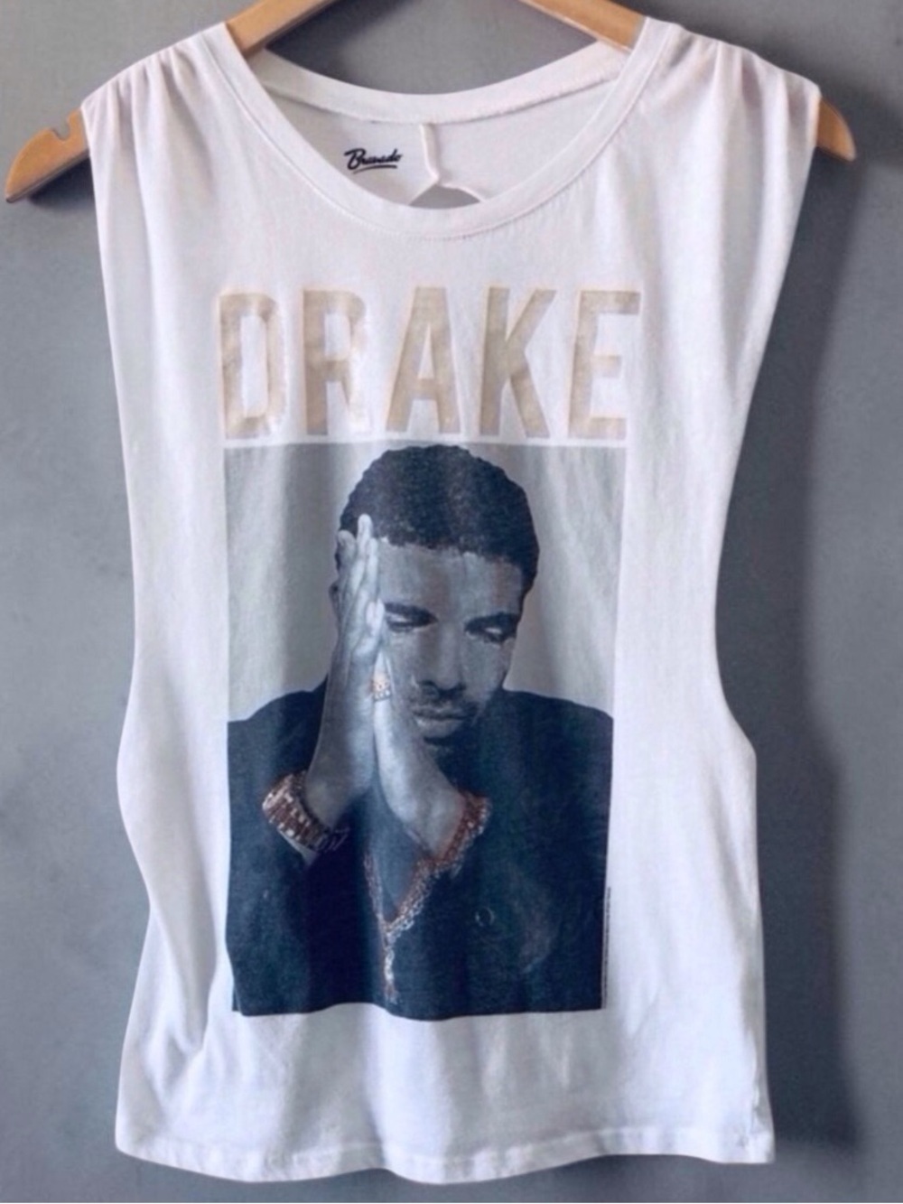 Drake Graphic Muscle Tank Top Women’s Small White Twist Back Bravado